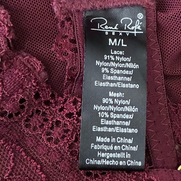 Rene Rofe Grand Finale  Ruffle Burgundy Lace M/L - Picture 12 of 14